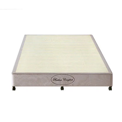 Mattress Base Ensemble Queen Size Solid Wooden Slat in Beige with Removable Cover - Mekamart Australia