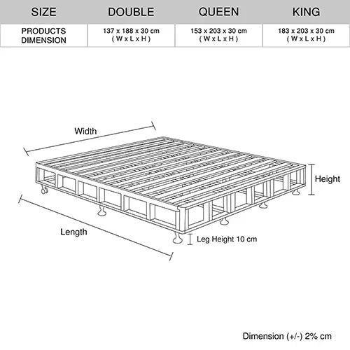 Mattress Base Ensemble Queen Size Solid Wooden Slat in Charcoal with Removable Cover - Mekamart Australia