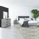 Queen 4 Pcs Bedroom Suite with Dresser Fabric Upholstery MDF Combination of Black & Cement Colour - Mekamart Australia