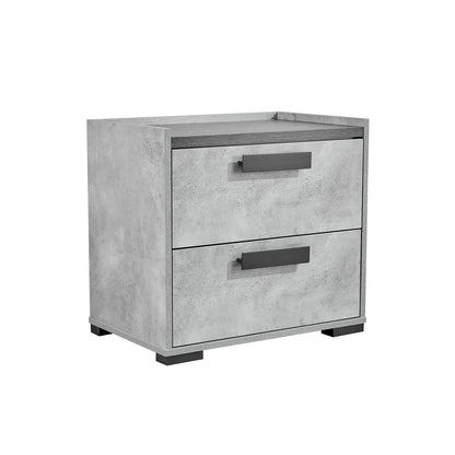 Queen 4 Pcs Bedroom Suite with Dresser Fabric Upholstery MDF Combination of Black & Cement Colour - Mekamart Australia