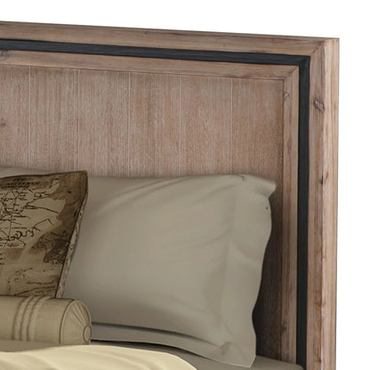 4 Pieces Bedroom Suite Queen Size Silver Brush in Acacia Wood Construction Bed, Bedside Table & Dresser - Mekamart Australia