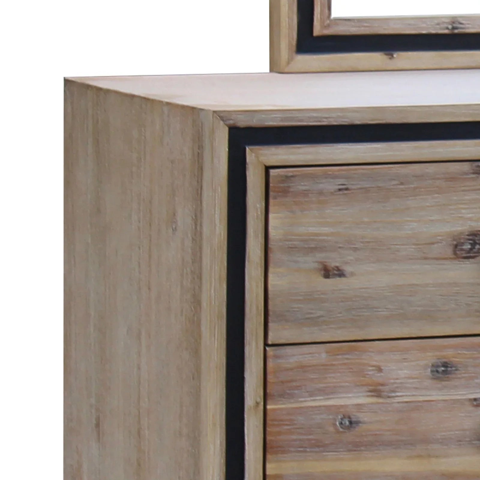 4 Pieces Bedroom Suite Queen Size Silver Brush in Acacia Wood Construction Bed, Bedside Table & Dresser - Mekamart Australia