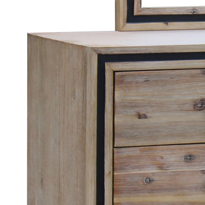 4 Pieces Bedroom Suite Queen Size Silver Brush in Acacia Wood Construction Bed, Bedside Table & Dresser - Mekamart Australia