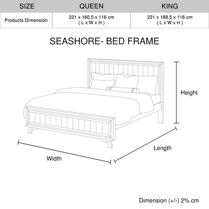 4 Pieces Bedroom Suite Queen Size Silver Brush in Acacia Wood Construction Bed, Bedside Table & Dresser - Mekamart Australia