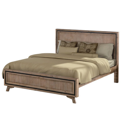 5 Pieces Bedroom Suite Queen Size Silver Brush in Acacia Wood Construction Bed, Bedside Table, Tallboy & Dresser - Mekamart Australia