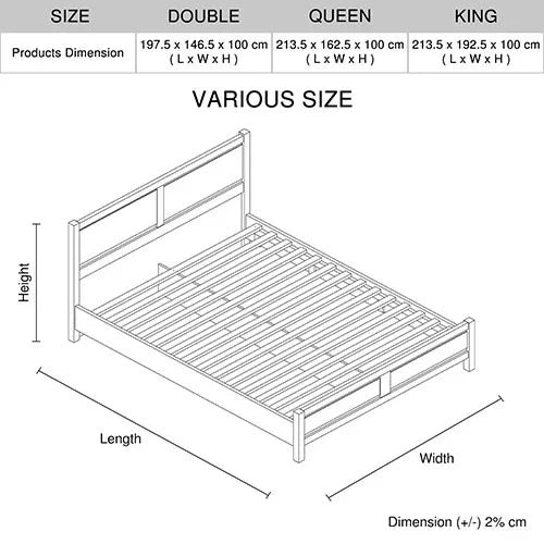 King Size Bed Frame Natural Wood like MDF in Oak Colour - Mekamart Australia