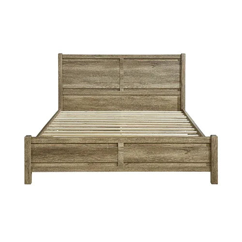 Queen Size Bed Frame Natural Wood like MDF in Oak Colour - Mekamart Australia