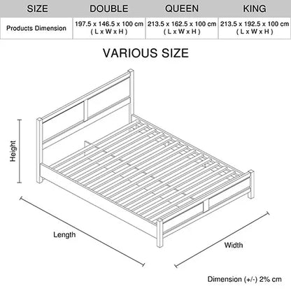 Queen Size Bed Frame Natural Wood like MDF in Oak Colour - Mekamart Australia