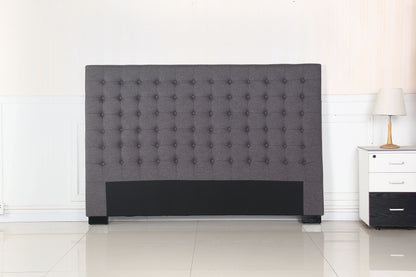 Bed Head King Charcoal Headboard Upholstery Fabric Tufted Buttons - Mekamart Australia