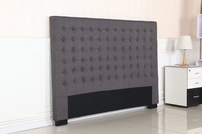 Bed Head King Charcoal Headboard Upholstery Fabric Tufted Buttons - Mekamart Australia