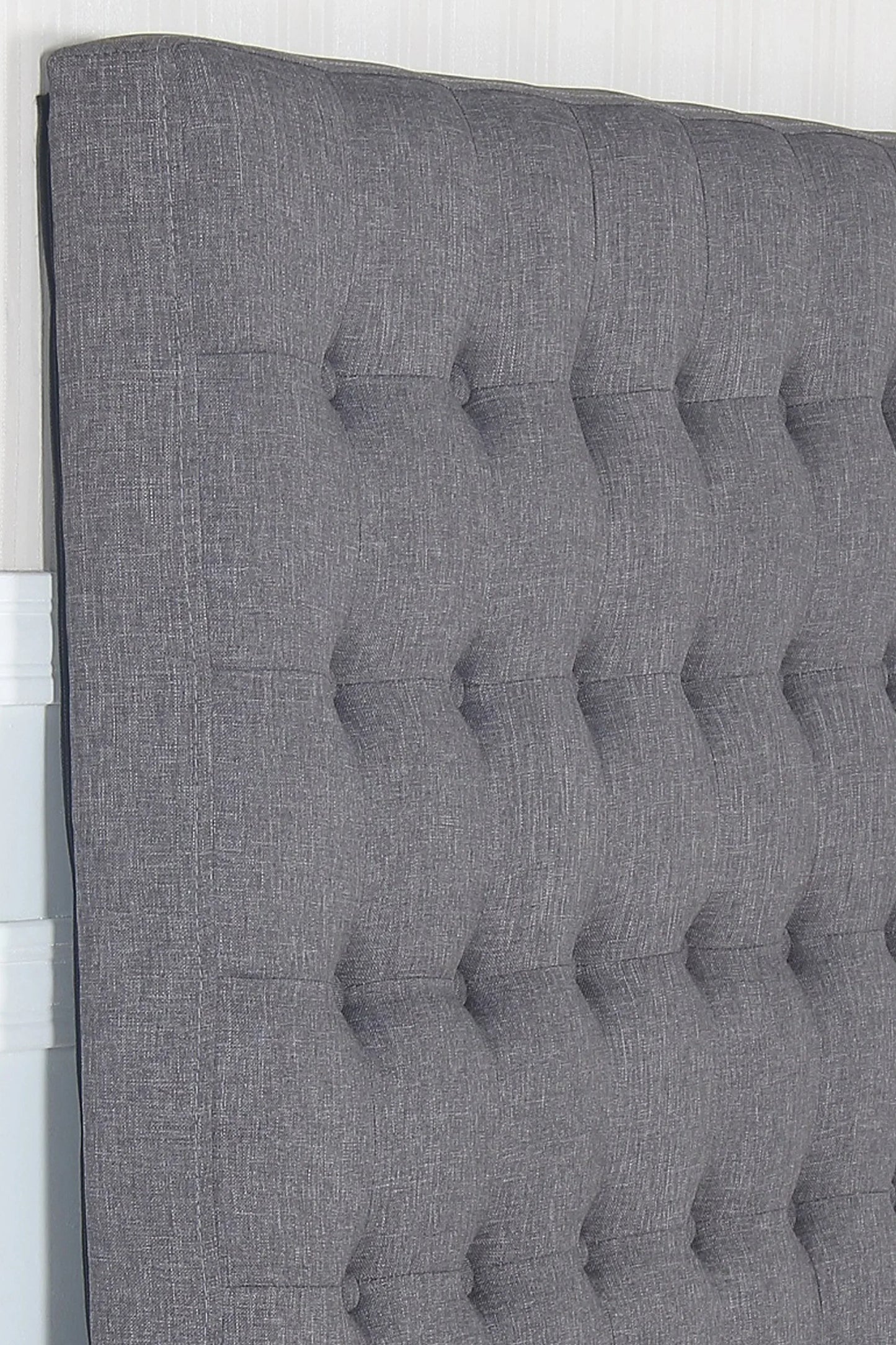 Bed Head King Charcoal Headboard Upholstery Fabric Tufted Buttons - Mekamart Australia