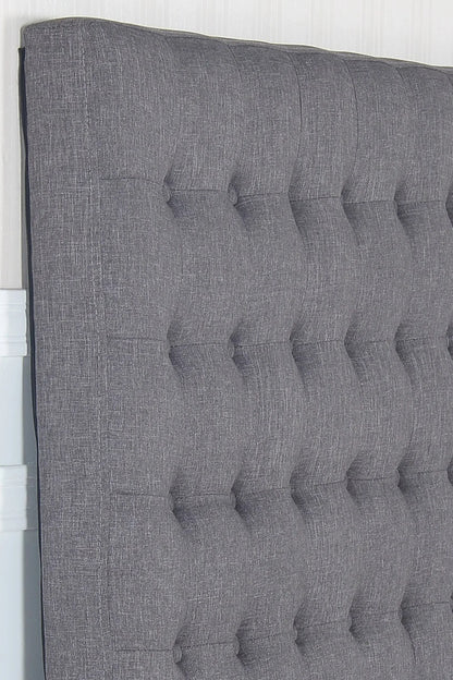 Bed Head King Charcoal Headboard Upholstery Fabric Tufted Buttons - Mekamart Australia