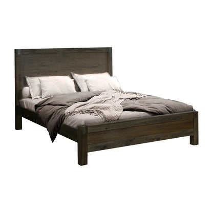 Bed Frame Double Size in Solid Wood Veneered Acacia Bedroom Timber Slat in Chocolate - Mekamart Australia