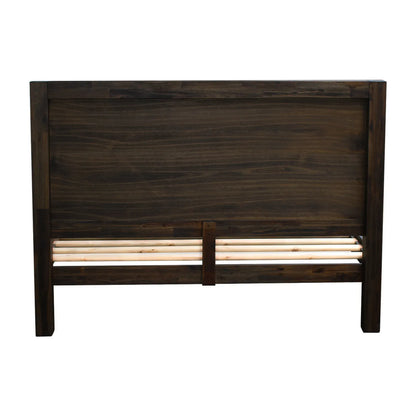 Bed Frame Double Size in Solid Wood Veneered Acacia Bedroom Timber Slat in Chocolate - Mekamart Australia