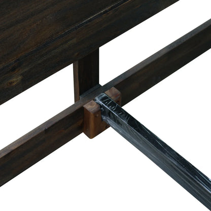 Bed Frame Double Size in Solid Wood Veneered Acacia Bedroom Timber Slat in Chocolate - Mekamart Australia