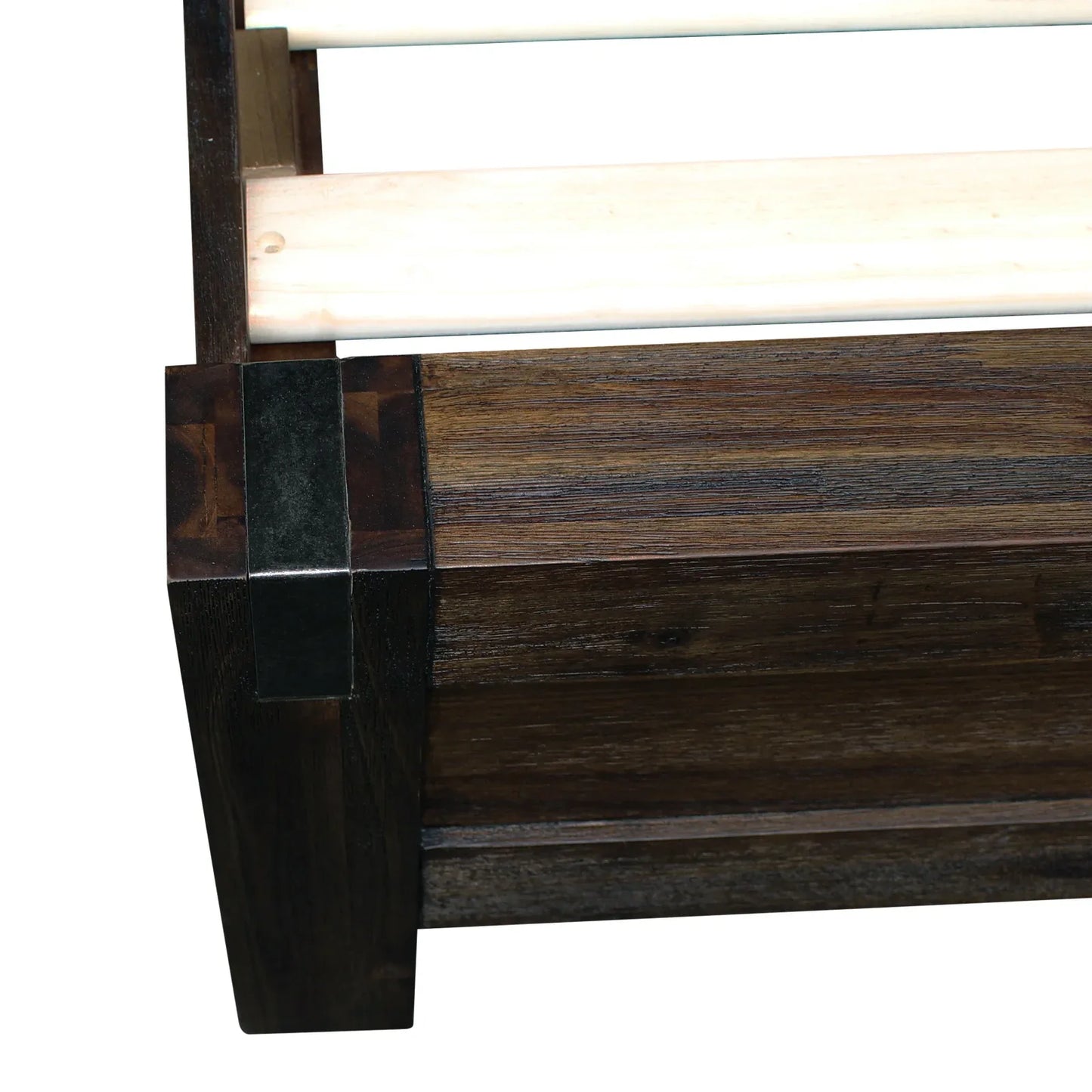 Bed Frame Double Size in Solid Wood Veneered Acacia Bedroom Timber Slat in Chocolate - Mekamart Australia