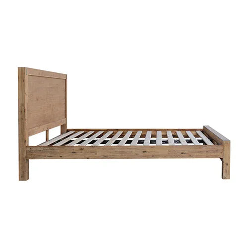 Bed Frame King Size in Solid Wood Veneered Acacia Bedroom Timber Slat in Oak - Mekamart Australia
