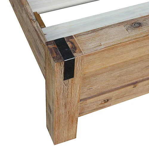 Bed Frame King Size in Solid Wood Veneered Acacia Bedroom Timber Slat in Oak - Mekamart Australia