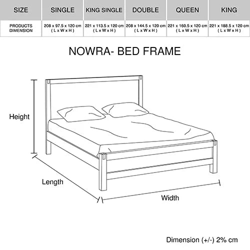 Bed Frame King Size in Solid Wood Veneered Acacia Bedroom Timber Slat in Oak - Mekamart Australia