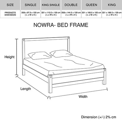 Bed Frame King Size in Solid Wood Veneered Acacia Bedroom Timber Slat in Oak - Mekamart Australia