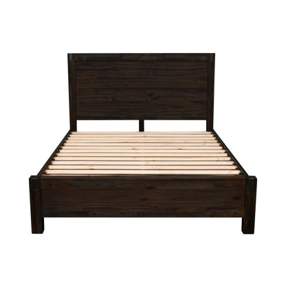 Bed Frame Queen Size in Solid Wood Veneered Acacia Bedroom Timber Slat in Chocolate - Mekamart Australia