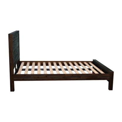 Bed Frame Queen Size in Solid Wood Veneered Acacia Bedroom Timber Slat in Chocolate - Mekamart Australia