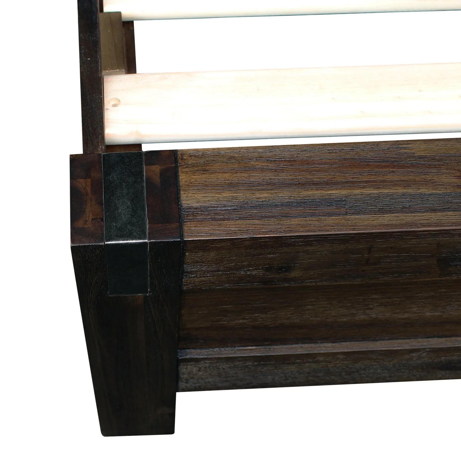 Bed Frame Queen Size in Solid Wood Veneered Acacia Bedroom Timber Slat in Chocolate - Mekamart Australia