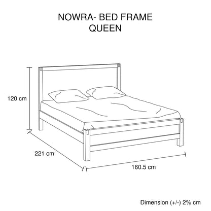 Bed Frame Queen Size in Solid Wood Veneered Acacia Bedroom Timber Slat in Chocolate - Mekamart Australia