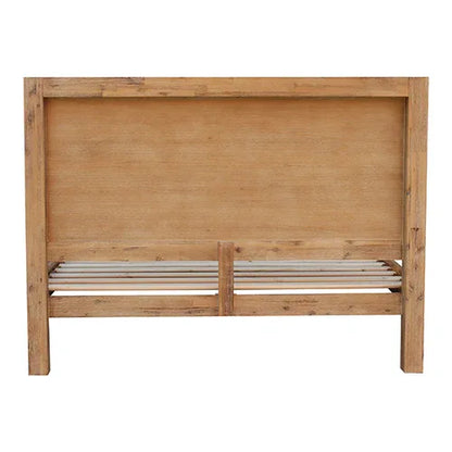 Bed Frame Queen Size in Solid Wood Veneered Acacia Bedroom Timber Slat in Oak - Mekamart Australia