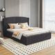 Roman Bed Frame Queen Size Black Velvet Fabric with Gas Lift plywood metal structure - Mekamart Australia