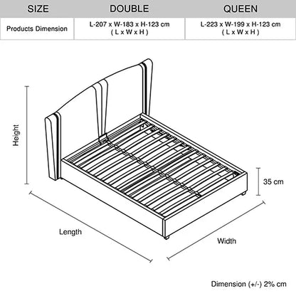 Roman Bed Frame Queen Size Black Velvet Fabric with Gas Lift plywood metal structure - Mekamart Australia