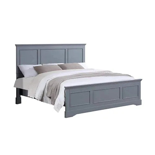 King Bed Frame in Solid Wood with Slats Support in Grey colour - Mekamart Australia