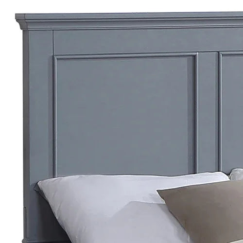 King Bed Frame in Solid Wood with Slats Support in Grey colour - Mekamart Australia