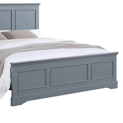 King Bed Frame in Solid Wood with Slats Support in Grey colour - Mekamart Australia