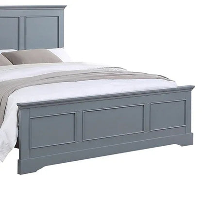 King Bed Frame in Solid Wood with Slats Support in Grey colour - Mekamart Australia