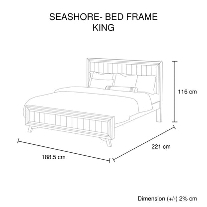 King Size Silver Brush Bed Frame in Acacia Wood Construction - Mekamart Australia