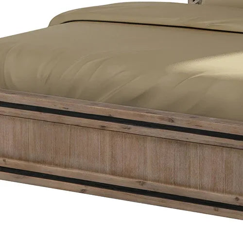 Queen Size Silver Brush Bed Frame in Acacia Wood Construction - Mekamart Australia