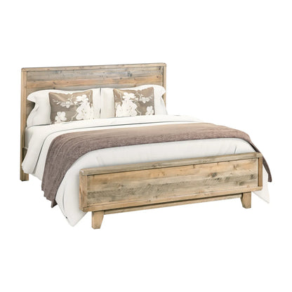 Double Size Wooden Bed Frame in Solid Wood Antique Design Light Brown - Mekamart Australia