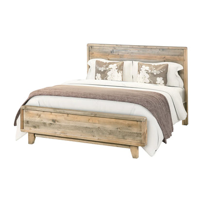 Double Size Wooden Bed Frame in Solid Wood Antique Design Light Brown - Mekamart Australia