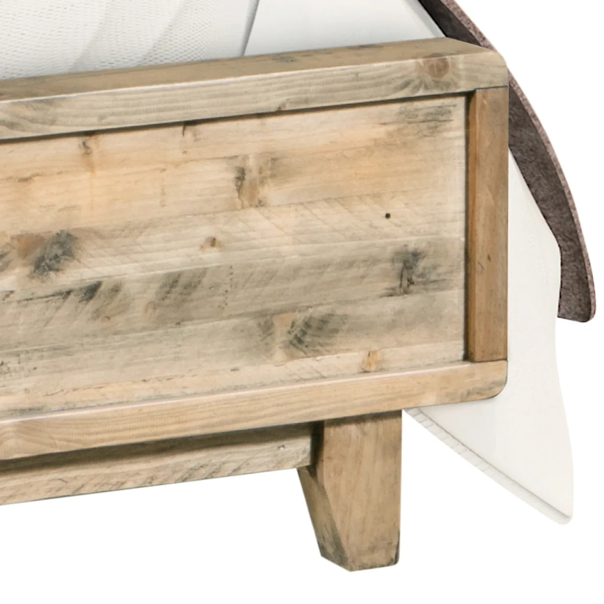 Double Size Wooden Bed Frame in Solid Wood Antique Design Light Brown - Mekamart Australia
