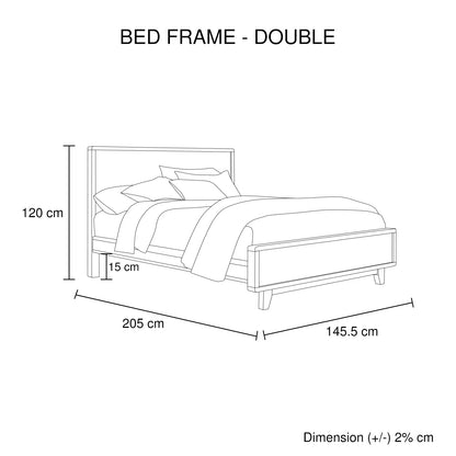 Double Size Wooden Bed Frame in Solid Wood Antique Design Light Brown - Mekamart Australia