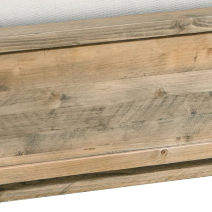 King Size Wooden Bed Frame in Solid Wood Antique Design Light Brown - Mekamart Australia