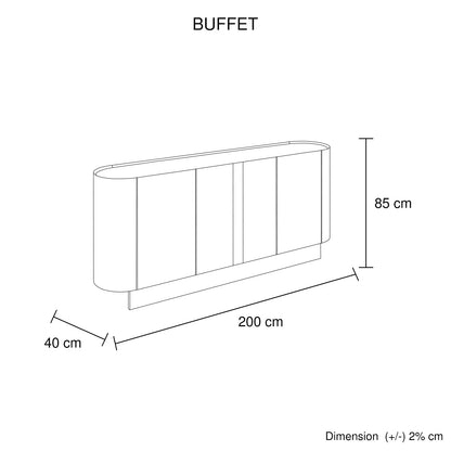 Buffet MDF Melamine Interior Storage In Dark Walnut colour - Mekamart Australia