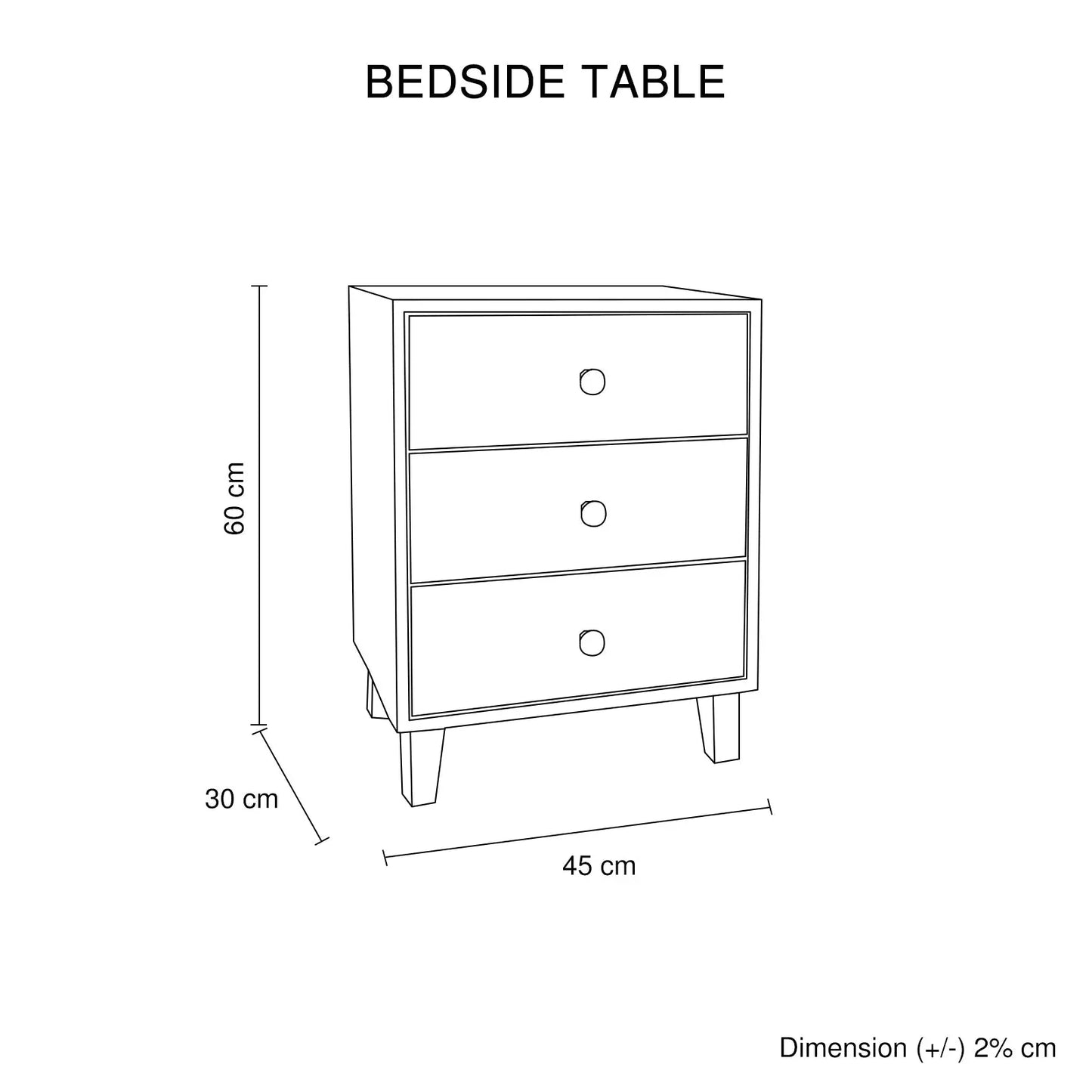 Bedside Table MDF 3 Drawers Side Table Night Stand Storage in Brown Colour - Mekamart Australia