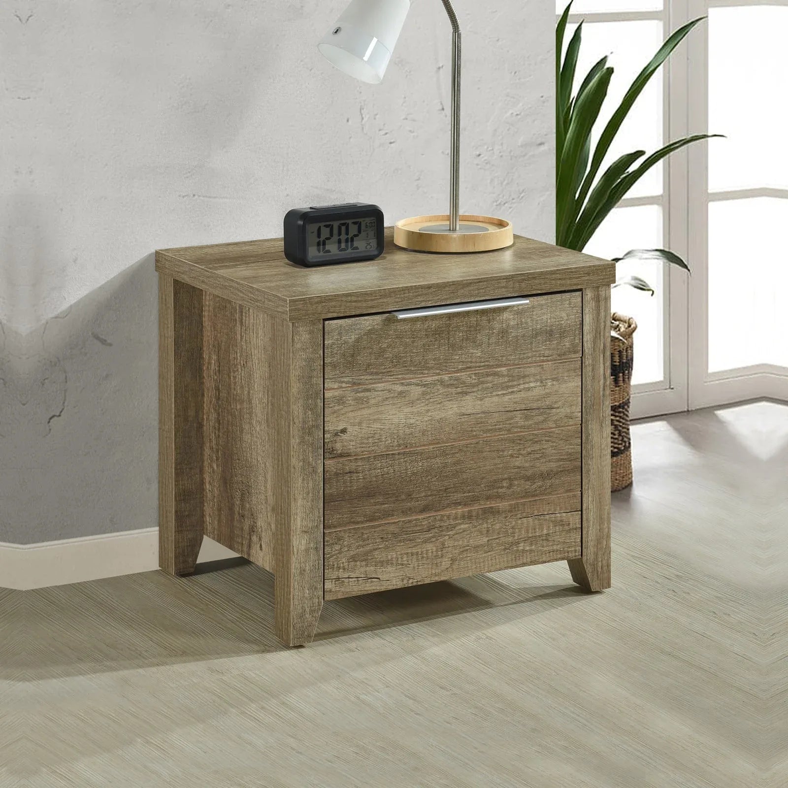 Bedside Table 2 drawers Storage Table Night Stand MDF in Oak - Mekamart Australia
