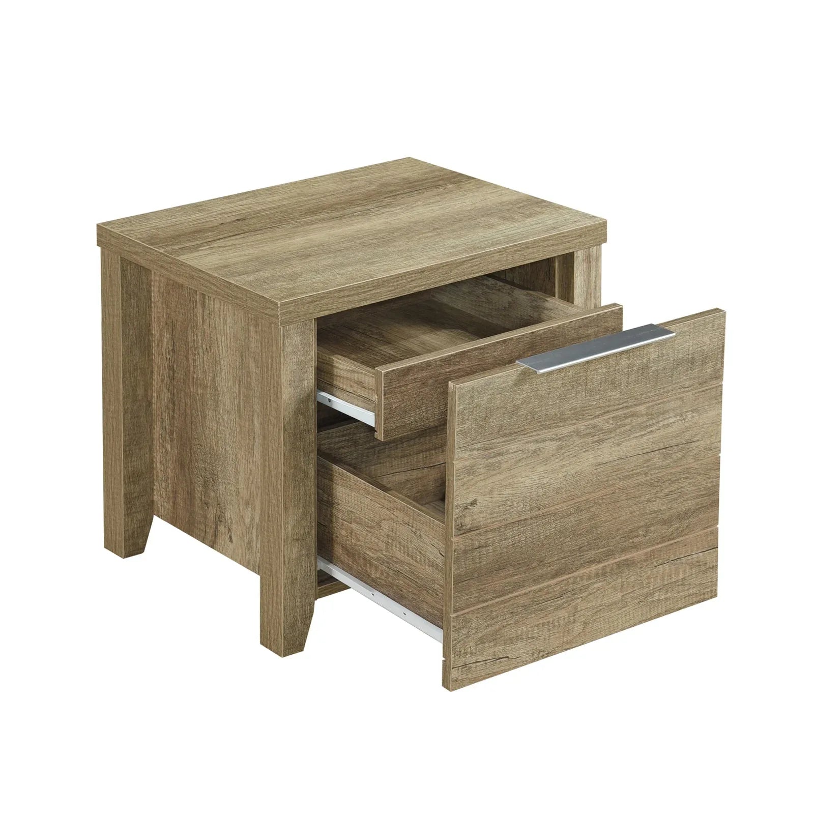 Bedside Table 2 drawers Storage Table Night Stand MDF in Oak - Mekamart Australia