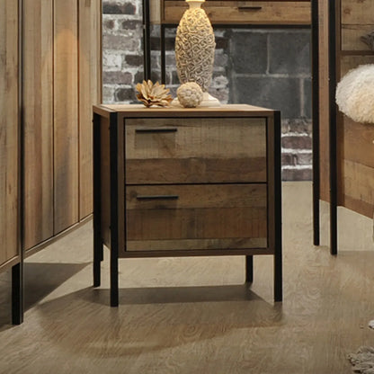 Bedside Table 2 drawers Night Stand Particle Board Construction in Oak Colour - Mekamart Australia