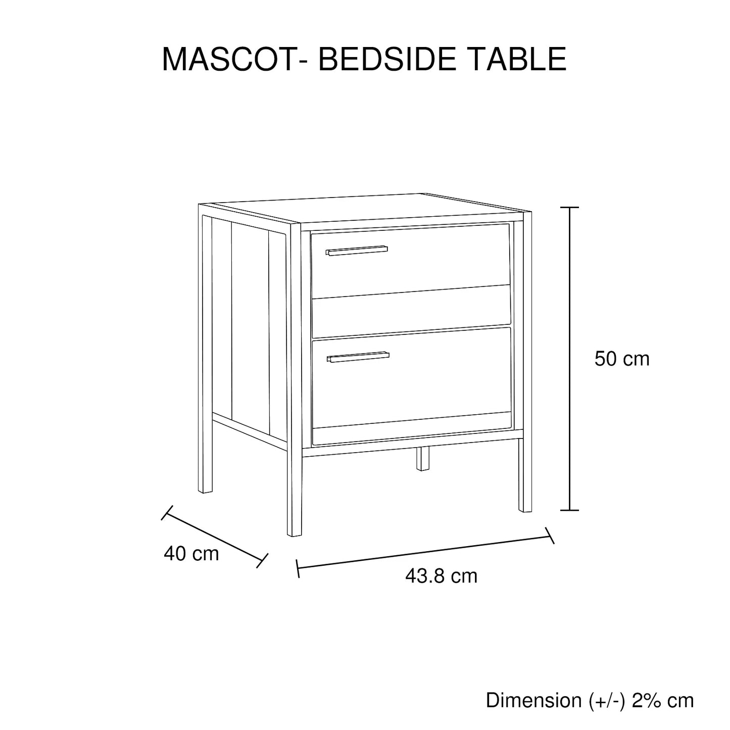 Bedside Table 2 drawers Night Stand Particle Board Construction in Oak Colour - Mekamart Australia