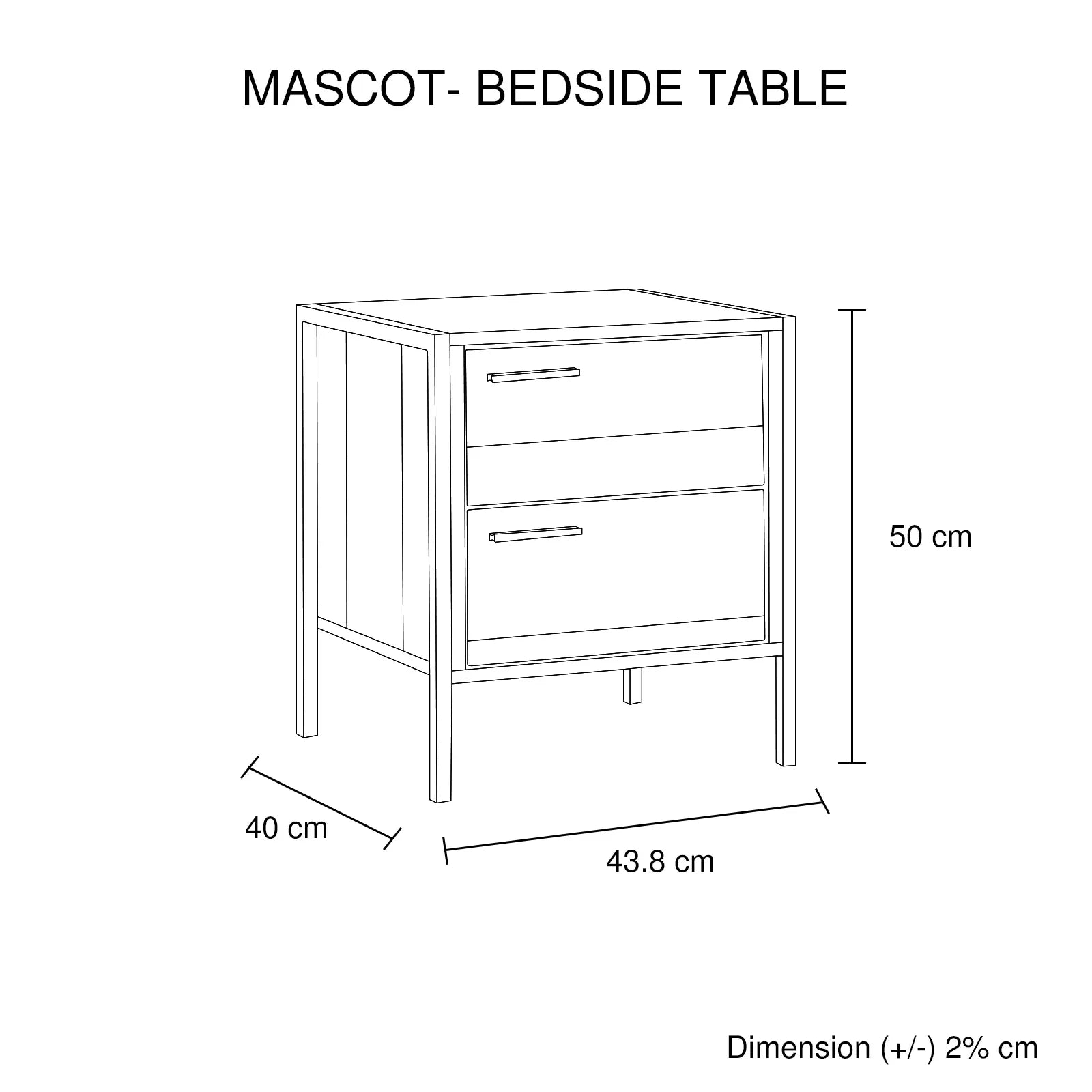Bedside Table 2 drawers Night Stand Particle Board Construction in Oak Colour - Mekamart Australia