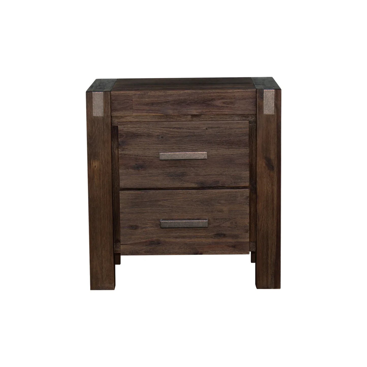 Bedside Table 2 drawers Night Stand Solid Wood Acacia Storage in Chocolate Colour - Mekamart Australia
